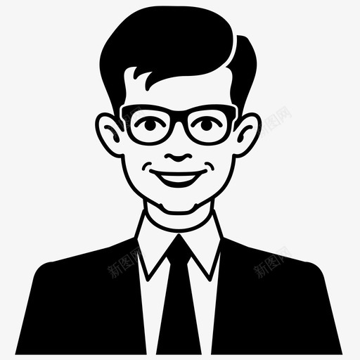 男士西装微笑图标svg_新图网 https://ixintu.com 人 商人 头发 微笑 男士 眼镜 绅士 职业 西装 领带