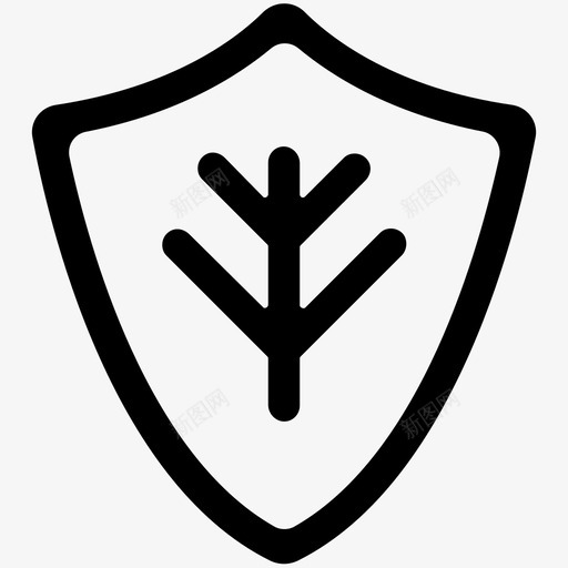 盾牌盾徽防御图标svg_新图网 https://ixintu.com 保护 守卫 带树枝的盾牌 武器实体图标 盾徽 盾牌 防御