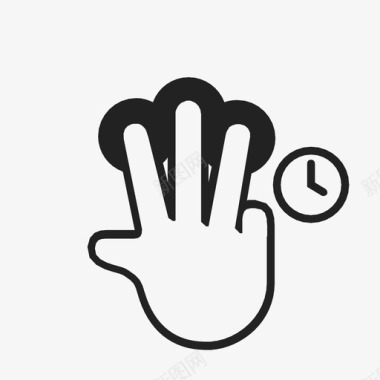 用三个手指轻拍并按住交互式手势句点图标图标