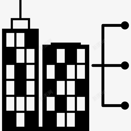 摩天大楼与连接器人力资源相连图标svg_新图网 https://ixintu.com 人力资源相连 摩天大楼与连接器
