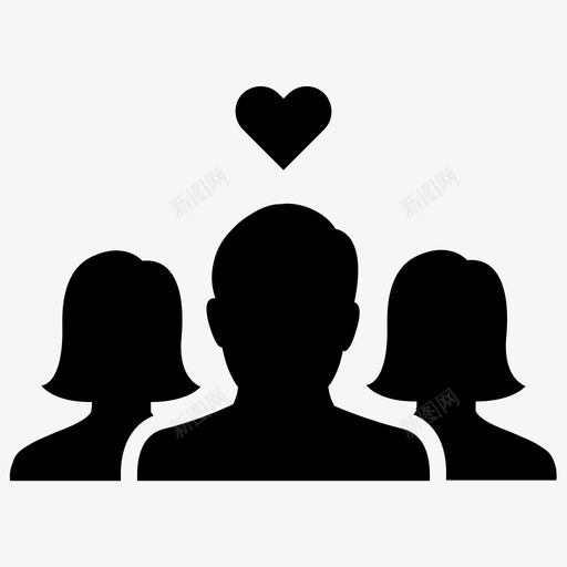 三人组一个男孩两个女孩图标svg_新图网 https://ixintu.com 一个男孩 三人比爱心 三人组 两个女孩 人 像家庭 女人 心的象征 性 情人