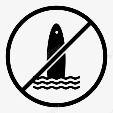 禁止冲浪警告标志图标图标