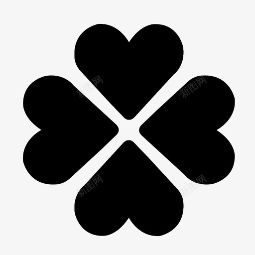 三叶草对称简单图标svg_新图网 https://ixintu.com 三叶草 对称 幸运 形状 心形 植物 简单