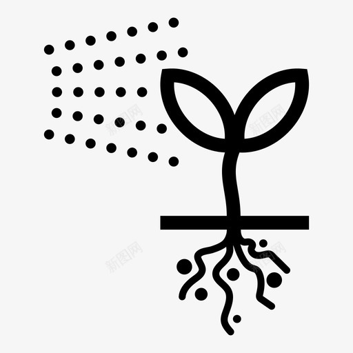 发芽光合作用植物图标svg_新图网 https://ixintu.com 光合作用 农业 发芽 土壤 撒布器 杀虫剂 根 植物