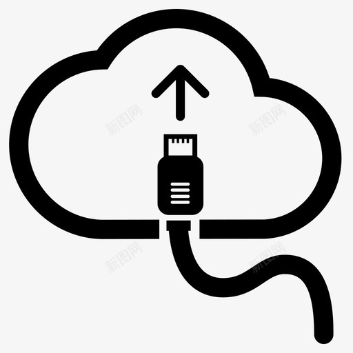 云连接usb存储图标svg_新图网 https://ixintu.com usb 云存储 云数据 云网络 云连接 存储 数据 网络 计算 连接