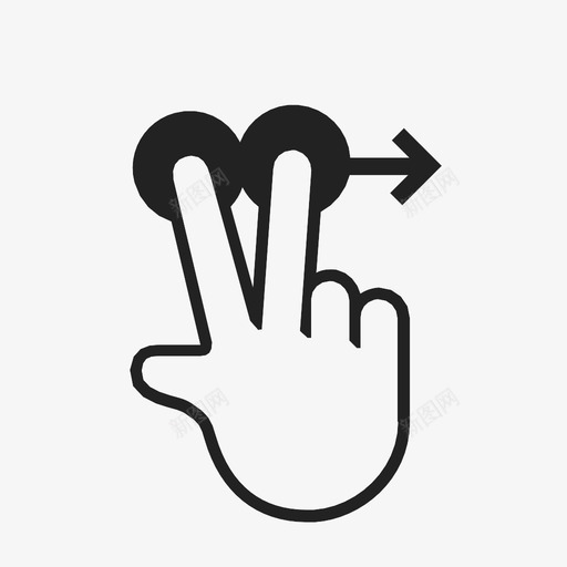 用两个手指向右拖动交互交互式图标svg_新图网 https://ixintu.com 交互 交互式 交互式手势 手势 技术 用两个手指向右拖动 用户体验 触摸手势