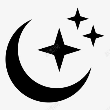 星与星星与新月宗教图标图标