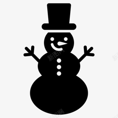 雪人冬天大礼帽图标图标