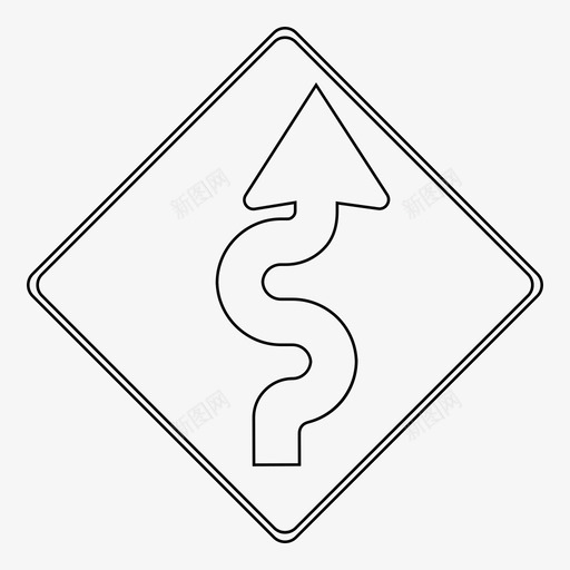 弯道路标路标图标svg_新图网 https://ixintu.com 弯道路标 路标