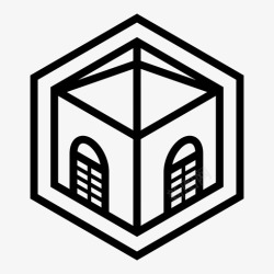 六边形外部住宅商店建筑图标高清图片
