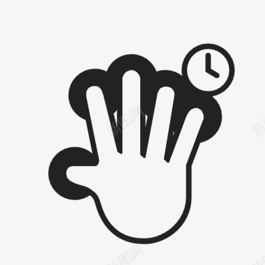 用五个手指轻拍并按住交互式手势句点图标图标