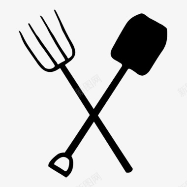 干草叉和铲子图标图标