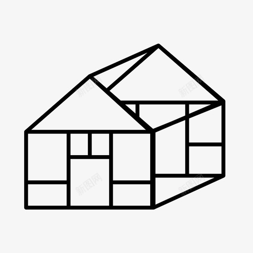 房屋框架线框结构图标svg_新图网 https://ixintu.com 建筑 慈善 房屋 房屋框架 木框架 框架 线框 结构