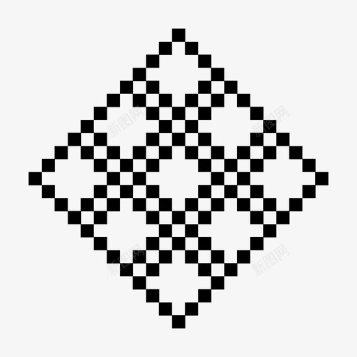 像素图案对称正方形图标svg_新图网 https://ixintu.com 像素化 像素图案 图案 对称 打印 正方形 点 等号 菱形 装饰