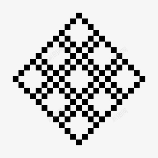 像素图案对称正方形图标svg_新图网 https://ixintu.com 像素化 像素图案 图案 对称 打印 正方形 点 等号 菱形 装饰