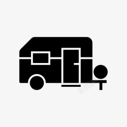 小型拖车拖车移动房屋公路旅行图标高清图片