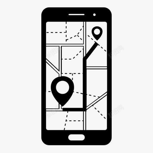 智能手机gps移动地图移动方向图标svg_新图网 https://ixintu.com gps系统 iphone方向 地图标记 导航 导航器 智能手机gps 移动地图 移动方向 路线 道路和导航