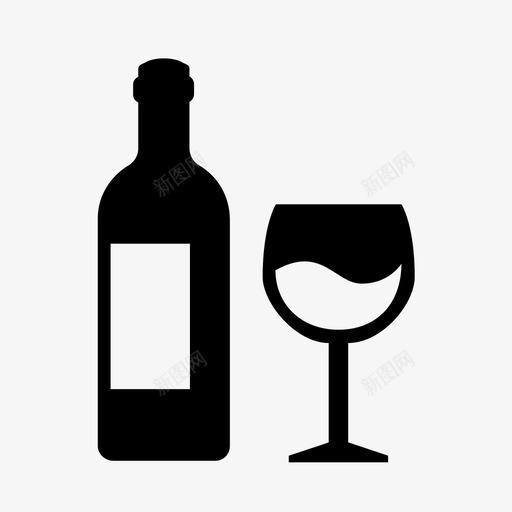 酒瓶和玻璃杯酒瓶红酒图标svg_新图网 https://ixintu.com 玻璃瓶 红酒 酒杯 酒瓶 酒瓶和玻璃杯 饮料