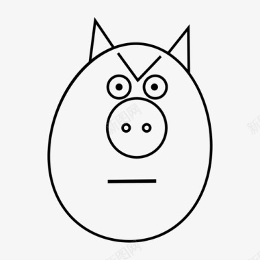 猪面部表情农场动物图标图标