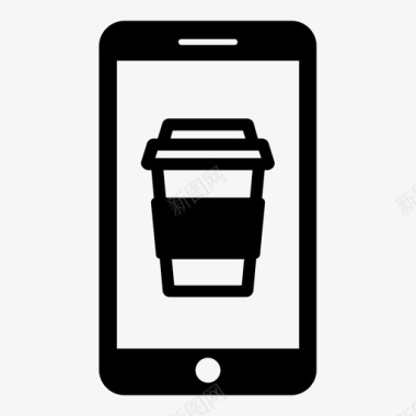 移动咖啡订单外卖智能手机图标图标