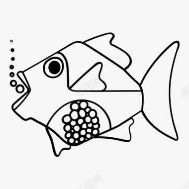鱼海洋生物简单图标图标