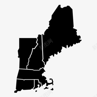 新英格兰地图各州罗德岛图标图标