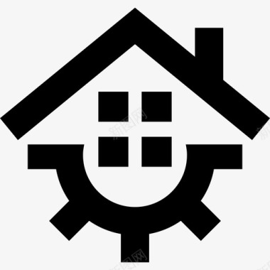 带机械装置的房屋建筑物图标图标
