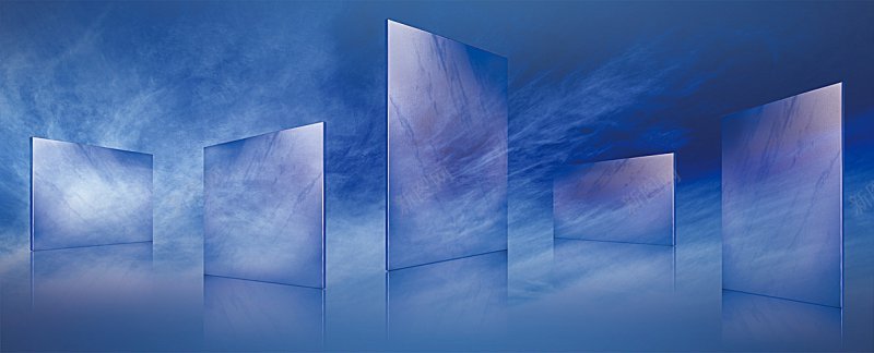 创意商务科技镜子大气蓝色海报banner科技感科技背景
