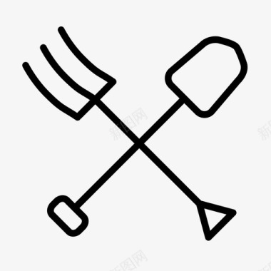 叉子和铲子工具户外图标图标