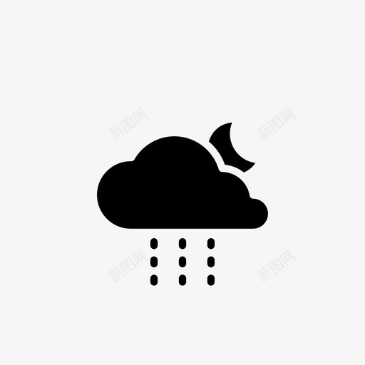 雨云天气要素天气状况图标svg_新图网 https://ixintu.com 全天候预报固体 多云 多雨 夜间 天气状况 天气要素 月亮 雨云
