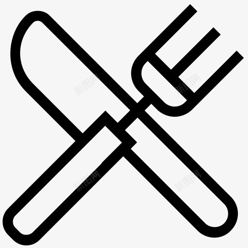 刀叉厨房线图标svg_新图网 https://ixintu.com 刀叉 厨房矢量线图标