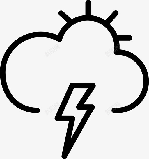部分多云和暴风雨天气雷电图标svg_新图网 https://ixintu.com 夏季风暴 天气 天空 太阳 季节 部分多云和暴风雨 阵雨 雨 雷电 风暴云