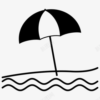 海滩雨伞热带图标图标