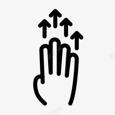 四个手指向上拖动交互手势屏幕手势图标图标