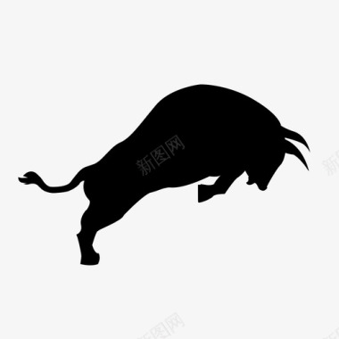 公牛攻击性动物图标图标