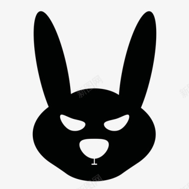 坏兔子动物邪恶图标图标