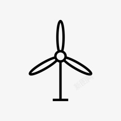 绿色发动机发电机风力涡轮机电力图标高清图片