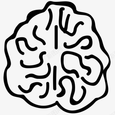 大脑科学手绘涂鸦图标图标