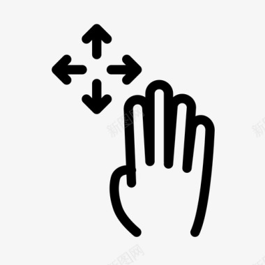 四个手指拖动触摸屏触摸手势图标图标