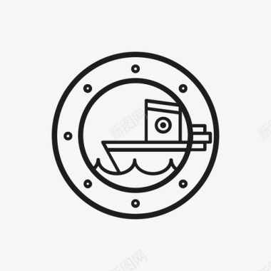 舷窗和船潜水水手图标图标