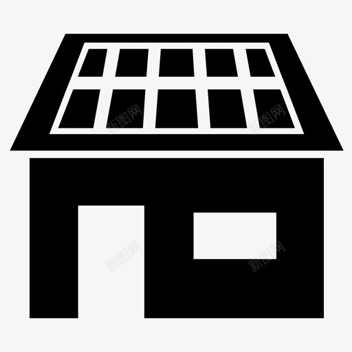 太阳能板太阳能网房子图标svg_新图网 https://ixintu.com 太阳能板 太阳能网 家 房子 电力 绿色 能源 门