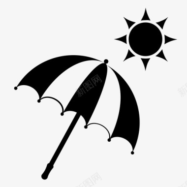 沙滩伞阳光晒伤图标图标