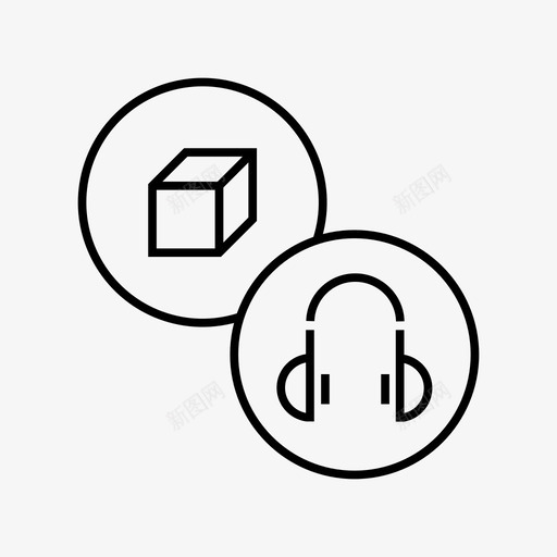 音乐产品包裹包装图标svg_新图网 https://ixintu.com 产品场景 包装 包裹 物品 盒子 立方体 耳机 配件 音乐产品