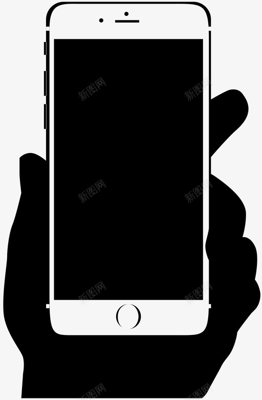 白色iPhone6在手图标svg_新图网 https://ixintu.com 白色iPhone6在手