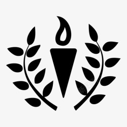 学术界教育花环火炬图标高清图片