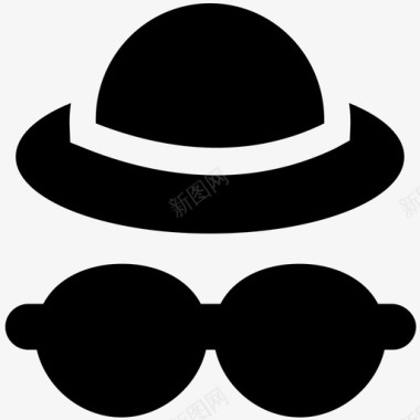帽子和护目镜样式阴影图标图标