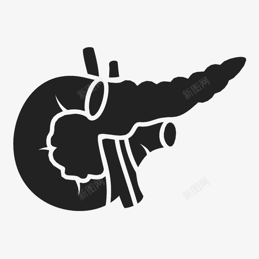 胰腺解剖学身体图标svg_新图网 https://ixintu.com 人体 人体器官 胰腺 解剖学 身体 身体部位