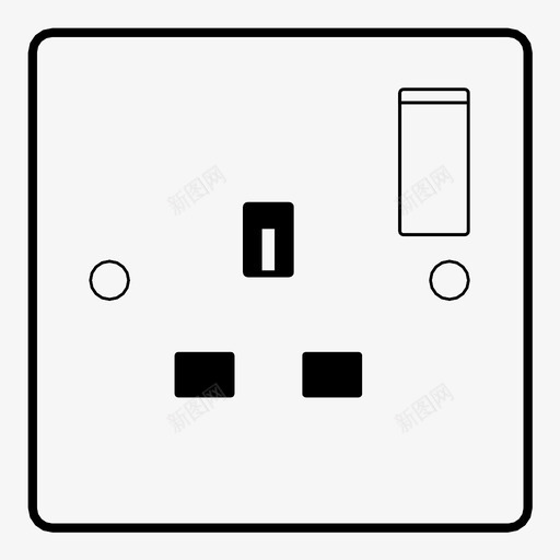 uk插座电电源图标svg_新图网 https://ixintu.com 3pin uk插座 伏特 电 电压 电源 电源插座