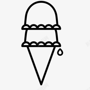 冰淇淋华夫饼两勺图标图标