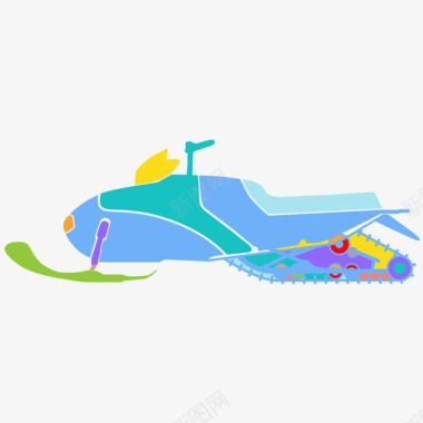 雪地摩托滑板车雪橇图标图标